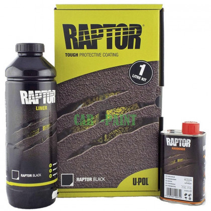 U-POL Raptor Захисне покриття (фарба)  комплект (1л + затверджувач 0.237 л) чорний 