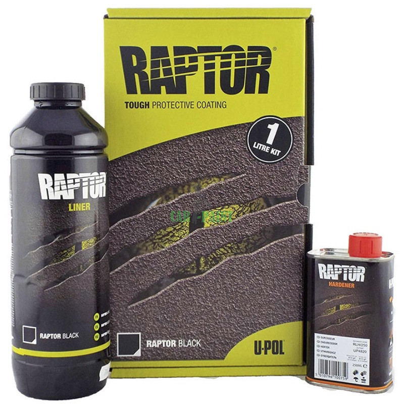 U-POL Raptor Захисне покриття (фарба)  комплект (1л + затверджувач 0.237 л) чорний 