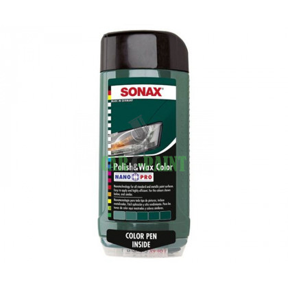 Поліроль, Віск c олівцем Sonax Polish & Wax color Зелений 296700 500мл