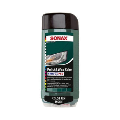 Поліроль, Віск c олівцем Sonax Polish & Wax color Зелений 296700 500мл
