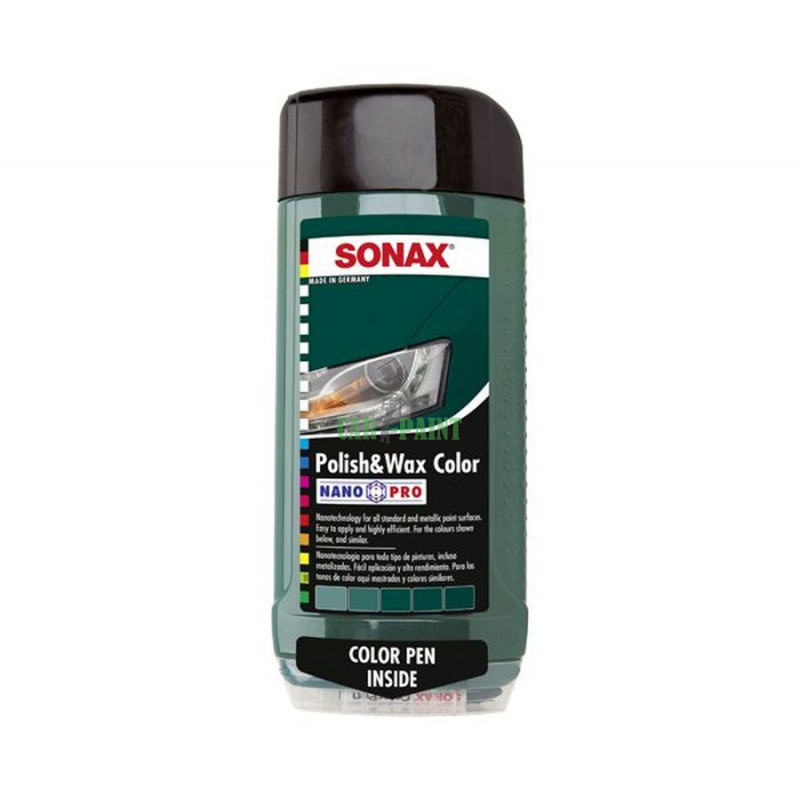 Поліроль, Віск c олівцем Sonax Polish & Wax color Зелений 296700 500мл