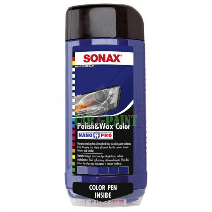 Поліроль, Віск c олівцем Sonax Polish & Wax color Синій 296700 500мл