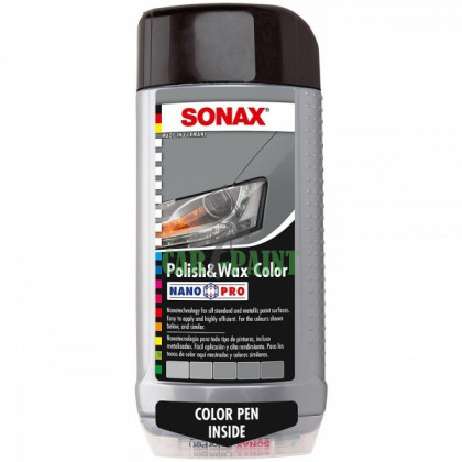 Поліроль, Віск c олівцем Sonax Polish & Wax color Сірий 296300 500мл