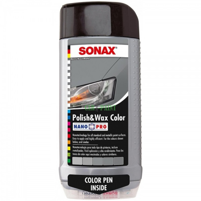 Поліроль, Віск c олівцем Sonax Polish & Wax color Сірий 296300 500мл